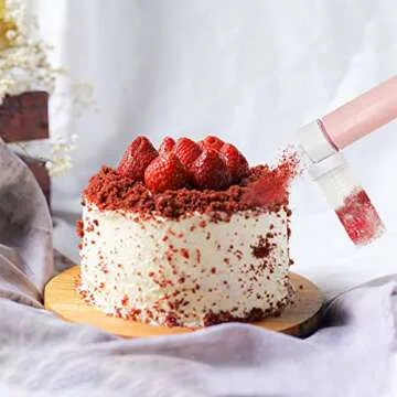 Manual Airbrush for Decorating Cakes,DIY Baking Cake Airbrush Pump Decorating Tools Cakes spray gun kit for Kitchen Cupcakes Cookies and Desserts Decorating(Pink)