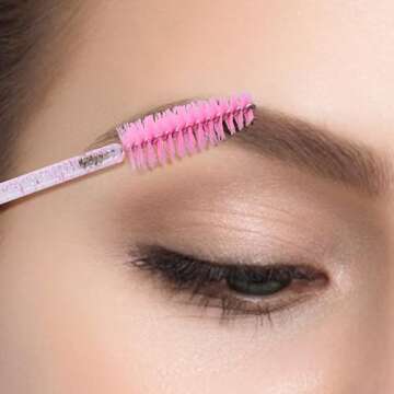 100PCS Disposable Eyelash Brush, Mascara Wands Makeup Brushes Applicators Kits for Eyelash Extensions and Eyebrow Brush with Container (Black) BR-B005