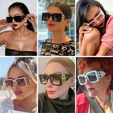 SeeBand Fashion Oversized Square Sunglasses for Women Men Trendy Black Thick Frame Luxury Designer Big Sun Glasses UV400 (Leopard/Gradient Brown/Gold Character)