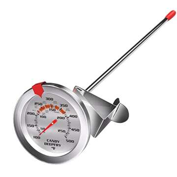Candy Thermometer Deep Fry/Jam/Sugar/Syrup/Jelly Thermometer with Stainless Steel Large 2" Dial & 9"...