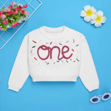 Newborn Baby Girls Boys Sweaters: Fall Winter Outfit Embroidery Knitted Pullover Sweatshirts 1st Bir...