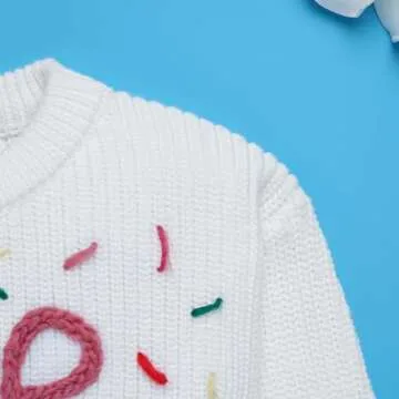 Newborn Baby Girls Boys Sweaters: Fall Winter Outfit Embroidery Knitted Pullover Sweatshirts 1st Birthday Party First Christmas Outwear Photo Shoot Cake Smash Clothes Red+White 1 Year