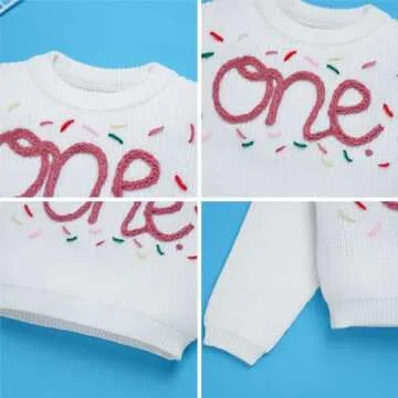 Newborn Baby Girls Boys Sweaters: Fall Winter Outfit Embroidery Knitted Pullover Sweatshirts 1st Birthday Party First Christmas Outwear Photo Shoot Cake Smash Clothes Red+White 1 Year