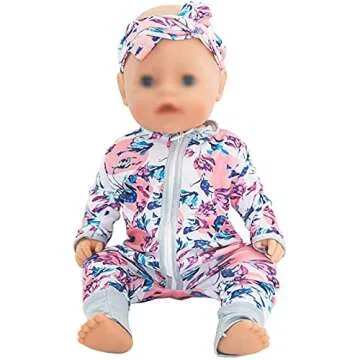SOTOGO 5 Sets Doll Clothes Outfits Jumpsuits with 5 Headbands for 14 to 17 Inch New Born Baby Doll, 15 Inch Baby Doll and American 18 Inch Doll Clothes and Accessories