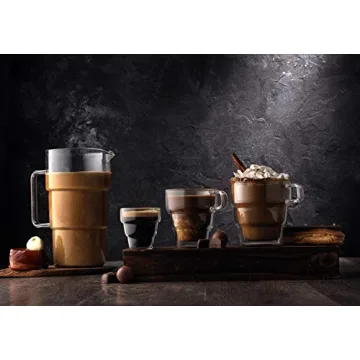 JoyJolt Pila Double Wall Insulated Coffee Mugs – 10 oz Double Walled Insulated Glasses Coffee Mug With Handle, Stackable, Sleek Modern Design – Set of 2