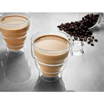 JoyJolt Pila Double Wall Insulated Coffee Mugs – 10 oz Double Walled Insulated Glasses Coffee Mug With Handle, Stackable, Sleek Modern Design – Set of 2