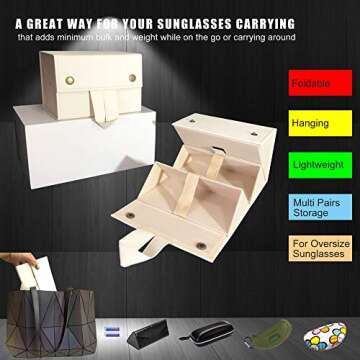 Longjet Sunglasses Organizer Travel Glasses Case Multiple Pairs Eyeglasses Storage Box Hanging Eyewe...