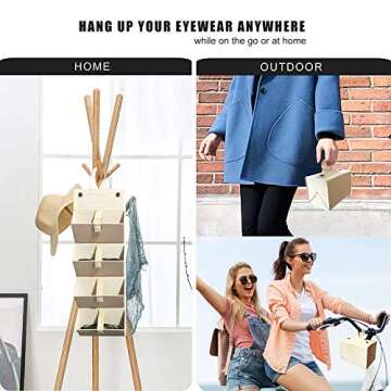 Longjet Sunglasses Organizer Travel Glasses Case Multiple Pairs Eyeglasses Storage Box Hanging Eyewear Holder (Beige, 4 Slot)