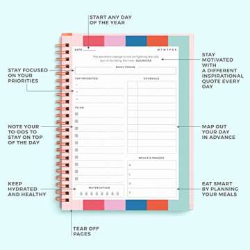 S&O Undated Planner with Meal, Habit and Routine Tracker, Daily To Do List - Daily Planner Goal Agen...
