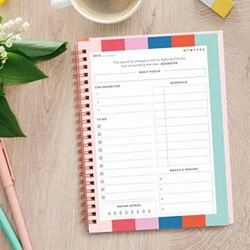S&O Undated Planner with Meal, Habit and Routine Tracker, Daily To Do List - Daily Planner Goal Agenda Pink Notebook Organizer for 2025, Students, College, Work, ADHD, Fitness, Productivity