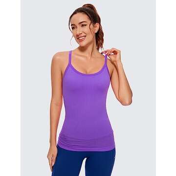 CRZ YOGA Seamless Workout Tank Tops for Women Racerback Athletic Camisole Sports Shirts with Built i...