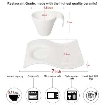 Creativity Home Porcelain Coffee Cup Set - Stylish Mugs for Coffee Lovers