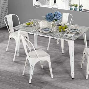 FDW Metal Chairs Dining Chairs Tolix Restaurant Chair Set of 4 Kitchen Chair 18” Seat Height Chic ...