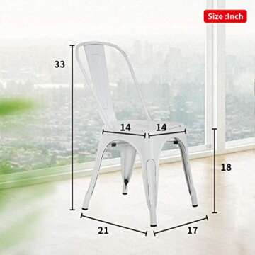 FDW Metal Chairs Dining Chairs Tolix Restaurant Chair Set of 4 Kitchen Chair 18” Seat Height Chic Trattoria Metal Indoor/Outdoor Side Bar Chairs