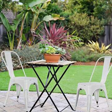 FDW Metal Chairs Dining Chairs Tolix Restaurant Chair Set of 4 Kitchen Chair 18” Seat Height Chic Trattoria Metal Indoor/Outdoor Side Bar Chairs