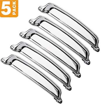 Southern Hills Polished Chrome Drawer Pulls - 5 inch Screw Spacing - 6 1/4" Total Length - Chrome Cup Pulls, Bin Pulls, Bright Chrome Cabinet Hardware, SHKM004-CHR-5
