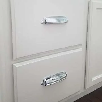 Southern Hills Polished Chrome Drawer Pulls - 5 inch Screw Spacing - 6 1/4" Total Length - Chrome Cup Pulls, Bin Pulls, Bright Chrome Cabinet Hardware, SHKM004-CHR-5