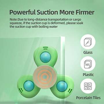 Baby Suction Cup Spinning Top Toys 3 Pcs, Infant Rattles Spinner Toy 6-12-18 Months,Sensory Spin Bath Sucker, Travel Busy Teething Toy for Toddlers, Gifts for 1-3 Year Boy Girl(Group A)