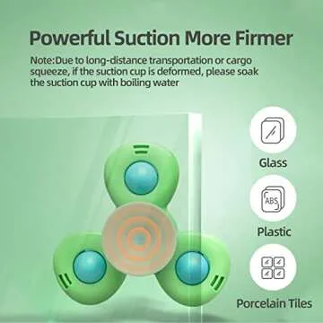 Baby Suction Cup Spinning Top Toys 3 Pcs, Infant Rattles Spinner Toy 6-12-18 Months,Sensory Spin Bath Sucker, Travel Busy Teething Toy for Toddlers, Gifts for 1-3 Year Boy Girl(Group A)