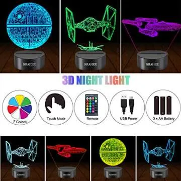 3D Star Wars Lamp -3 Patterns Night Light with Timing Remote Control and 16 Color Changing Decor lam...