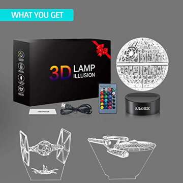 3D Star Wars Lamp -3 Patterns Night Light with Timing Remote Control and 16 Color Changing Decor lamp, Star Wars Toys Birthday and Christmas Gifts for Boys Men Kids Fans
