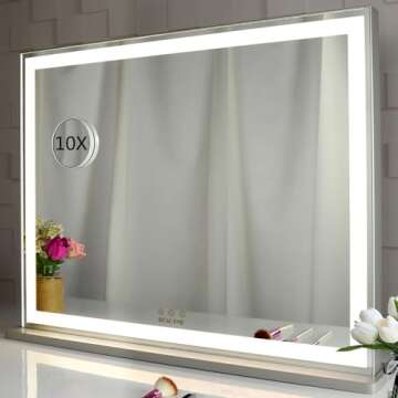 BEAUTME Vanity Mirror with Lights, Lighted Tabletop/Wall Hollywood Makeup Mirror for Dressing Room &...
