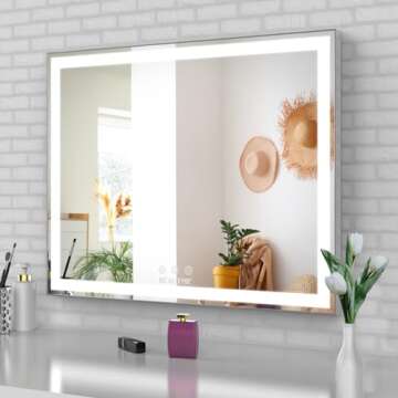 Elegant LED Lighted Vanity Mirror with 10X Magnifying Mirror