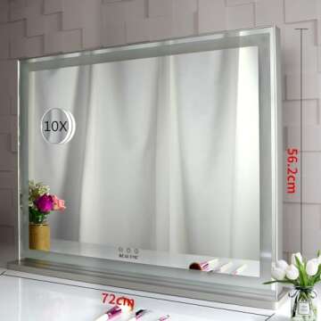 Elegant LED Lighted Vanity Mirror with 10X Magnifying Mirror