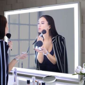 Elegant LED Lighted Vanity Mirror with 10X Magnifying Mirror