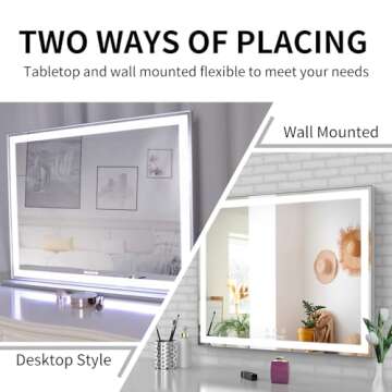 Elegant LED Lighted Vanity Mirror with 10X Magnifying Mirror