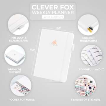 Clever Fox Planner 2nd Edition – Colorful Weekly & Monthly Goal Planner, Time Management & Product...