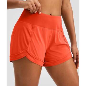 Women's Running Shorts High Waisted Quick-Dry 3 Inch Gym Workout Athletic Shorts for Women with Zipp...