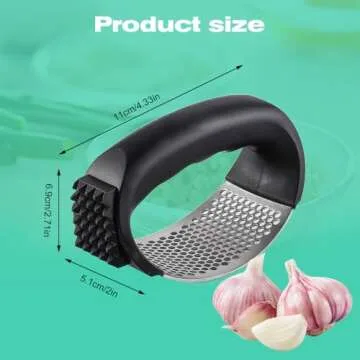 2025 New Garlic Press Rocker, Stainless Steel Garlic Presser, Garlic Mincer Crusher Masher with Peel...