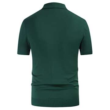 PJ PAUL JONES Mens Retro Striped Polo Shirt - Vintage Style Knitted Shirt in Green