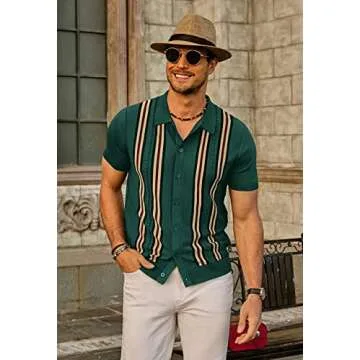 PJ PAUL JONES Mens Retro Striped Polo Shirt Short Sleeve