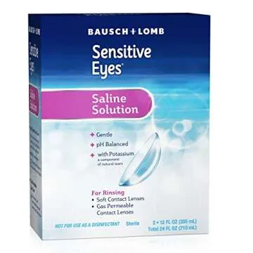 Sensitive Eyes Saline Solution from Bausch & Lomb, for Soft Contact & Gas Permeable Lenses, Saline Solution with Potassium, 2 x 12 Fl Oz (710 mL)