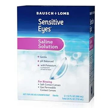Sensitive Eyes Saline Solution from Bausch & Lomb, for Soft Contact & Gas Permeable Lenses, Saline Solution with Potassium, 2 x 12 Fl Oz (710 mL)
