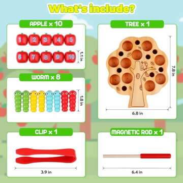 RONSTONE Montessori Toys for 3 Years Old Kids - Wooden Learning Fine Motor Skills Includ Magnetic Wo...
