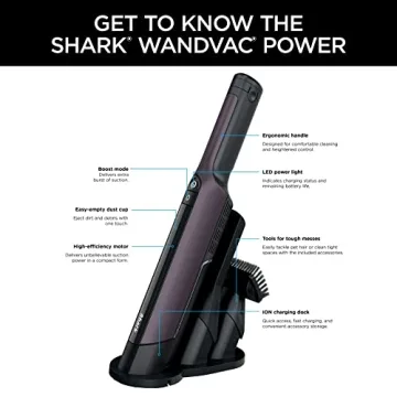Shark WV410PR WANDVAC Cordless Hand Vacuum, Ultra-Lightweight & Portable with Powerful Suction & Tools for Pets, Designed for Car & Home, Violet