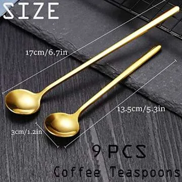 9 PCS Gold Coffee Spoons Set, PBIEHSR Stainless Steel Tea Spoon for Mixing Drinks