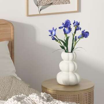 Zormon White Ceramic Vase, Ceramic Flower Vase,Boho Vase Suitable Pampas Grass and Flowers, Minimalist Decorative Vase for Home Decor Room Decor Living Room Decor Coffee Table Decor