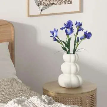 Zormon White Ceramic Vase, Ceramic Flower Vase,Boho Vase Suitable Pampas Grass and Flowers, Minimalist Decorative Vase for Home Decor Room Decor Living Room Decor Coffee Table Decor