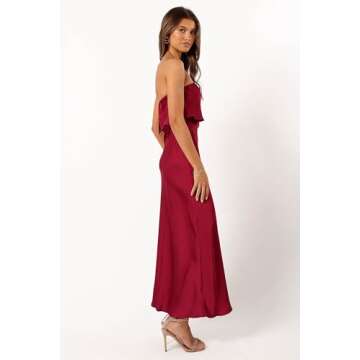 Vienna Strapless Midi Dress in Berry for Women | Petal & Pup