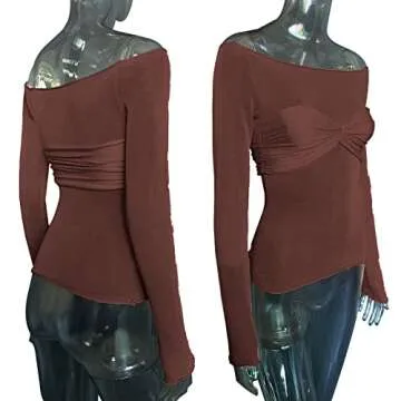Sexy Women's Long Sleeve Crop Top Off Shoulder Fashion