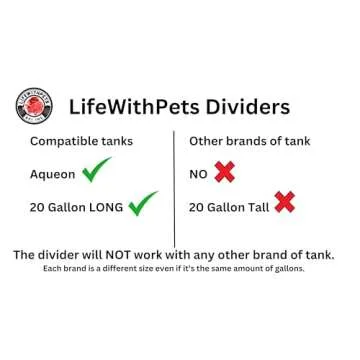 Lifewithpets 20 Gallon Long Aquarium Tank Divider. ONLY Compatible with USA Tank Sizes Listed Below.