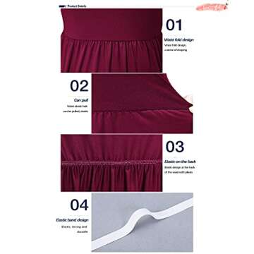 AUSELILY Women Long Sleeve Dresses Round Neck Casual Spring Swing Dress with Pockets Wine Red M