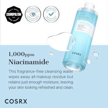 COSRX Low pH Niacinamide Micellar Cleansing Water Daily Mild Facial Cleansing Wash for Sensitive Ski...