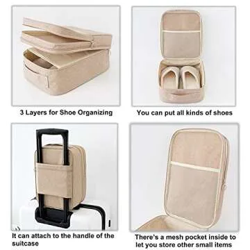 CINLITEK Waterproof Travel Shoe Bag for 3 Pairs