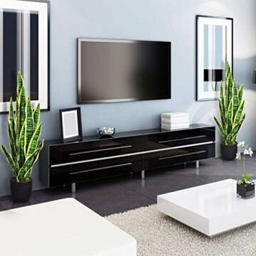 HAPPYGRILL Artificial Plant, 36 Inch Plants in Pot for Indoor Outdoor, Fake Sansevieria Snake Plant ...