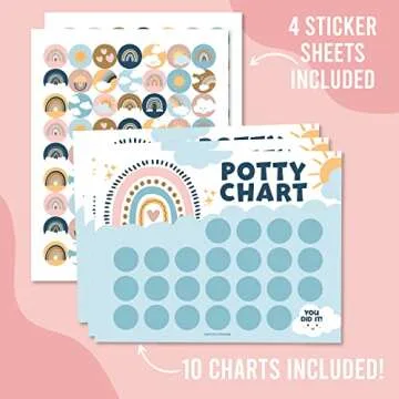 Hadley Designs Boho Potty Training Chart for Toddler Girls - Potty Training Sticker Chart for Girls Potty, Sticker Chart for Kids Potty Training Reward Chart, Kids Reward Chart